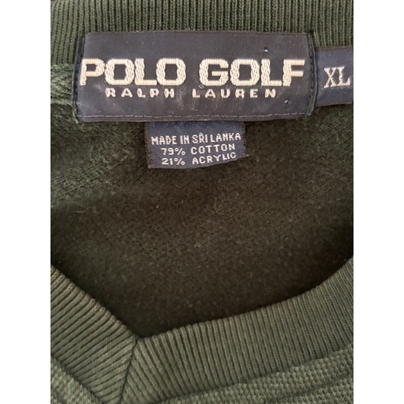 VTG Polo Golf Ralph Lauren Sweatshirt Mens XL Green Crest Golf Shield V Neck - Picture 3 of 7